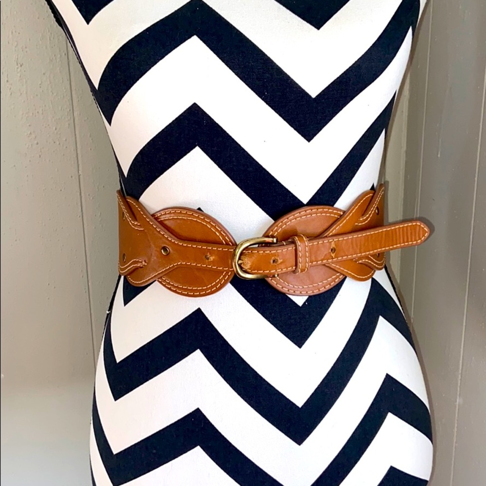 Camel brass elastic belt